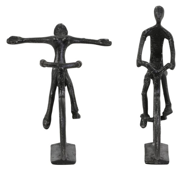 Statuette in metallo in set di 2 pezzi 22 cm Cyclists - Light & Living