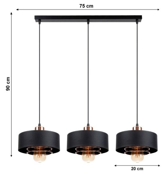 Lampadario a sospensione con filo VEST 3xE27/60W/230V