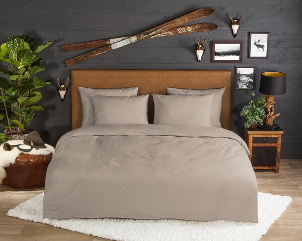 Biancheria da letto marrone in flanella per letto matrimoniale/per letto prolungato 240x220 cm – Good Morning