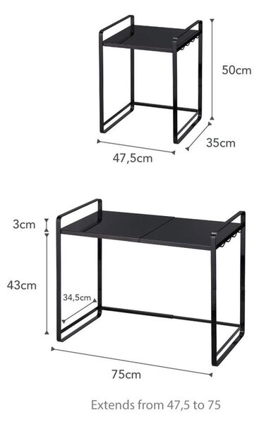 Scaffale da cucina regolabile nero Tower - YAMAZAKI