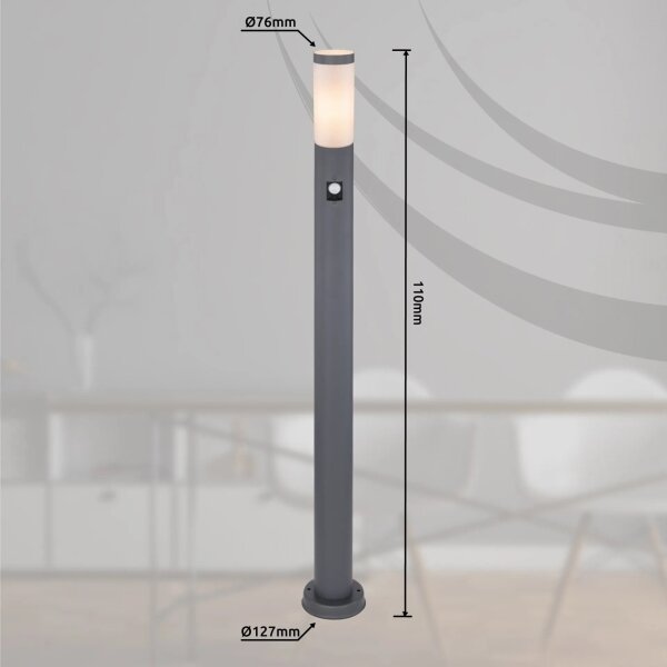 Globo 3159AS - Lampada da esterno con sensore BOSTON 1xE27/15W/230V IP44 110 cm antracite