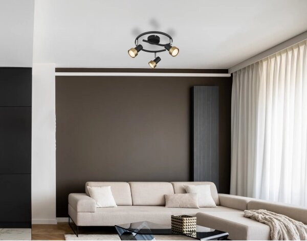 Globo 57917-3G - Faretto MASON 3xGU10/25W/230V nero/oro