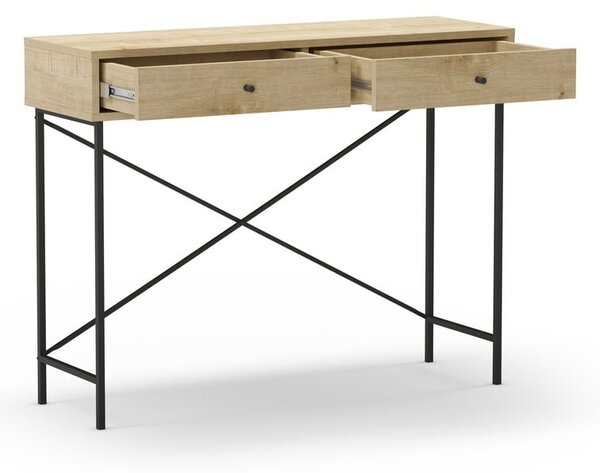 Consolle con piano in rovere decorato in colore naturale 35x110 cm Titan - Marckeric