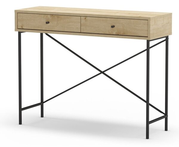 Consolle con piano in rovere decorato in colore naturale 35x110 cm Titan - Marckeric