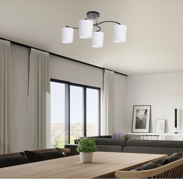 Lampadario a sospensione con supporto rigido ESNYR 4xE27/40W/230V nero/bianco
