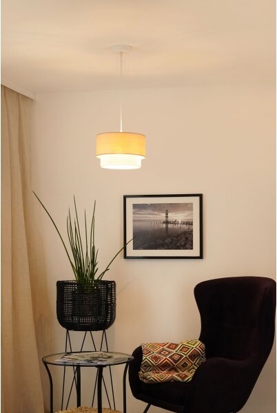 Brilagi - Lampadario a sospensione con filo ARIZONA BOHO 1xE27/15W/230V diametro 25 cm beige/bianco