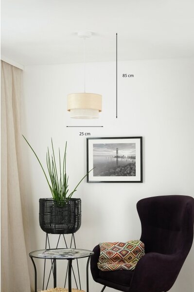 Brilagi - Lampadario a sospensione con filo ARIZONA BOHO 1xE27/15W/230V diametro 25 cm beige/bianco