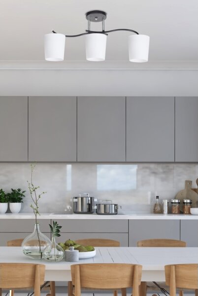 Lampadario a sospensione con supporto rigido ESNYR 3xE27/40W/230V nero/bianco