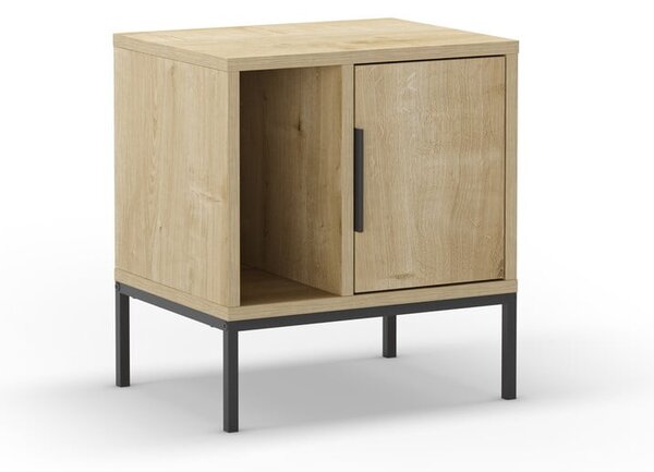 Comodino in rovere decorato in colore naturale Lani - Marckeric