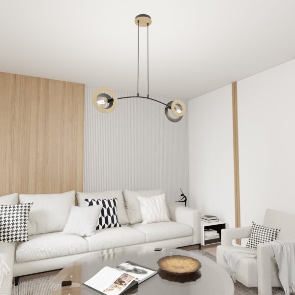 Lampadario a sospensione con filo SKIVA 2xE27/15W/230V nero/beige