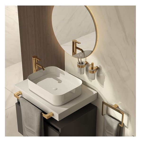 Dispenser di sapone a parete in vetro bianco-oro 110 ml Pirenei - Sapho