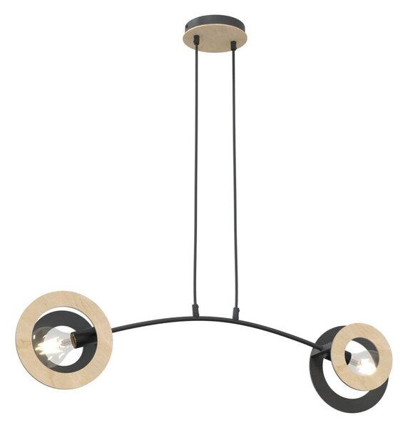 Lampadario a sospensione con filo SKIVA 2xE27/15W/230V nero/beige