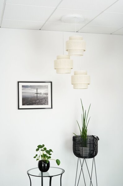 Brilagi - Lampadario a sospensione SPACE YUTE 3xE27/15W/230V crema/bianco