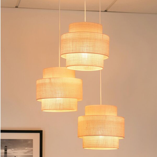 Brilagi - Lampadario a sospensione SPACE YUTE 3xE27/15W/230V crema/bianco