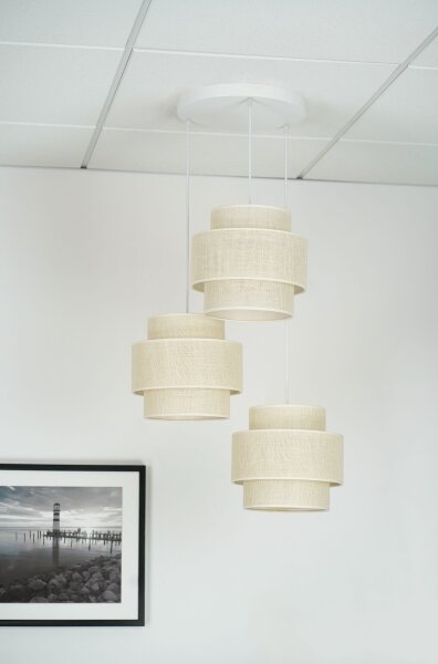 Brilagi - Lampadario a sospensione SPACE YUTE 3xE27/15W/230V crema/bianco