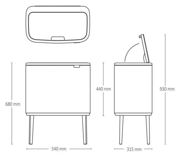 Bidone in acciaio beige touch per raccolta differenziata 33 l Bo Touch Bin - Brabantia