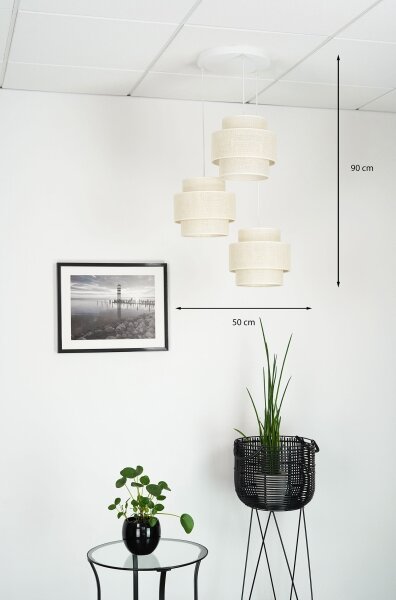 Brilagi - Lampadario a sospensione SPACE YUTE 3xE27/15W/230V crema/bianco