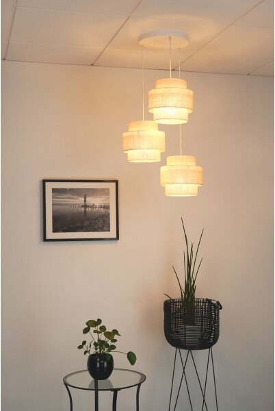 Brilagi - Lampadario a sospensione SPACE YUTE 3xE27/15W/230V crema/bianco