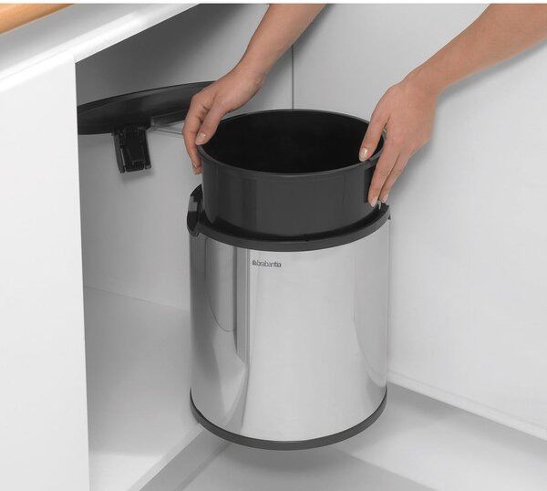 Cestino per la spazzatura in acciaio in argento lucido incorporabile 15 l – Brabantia
