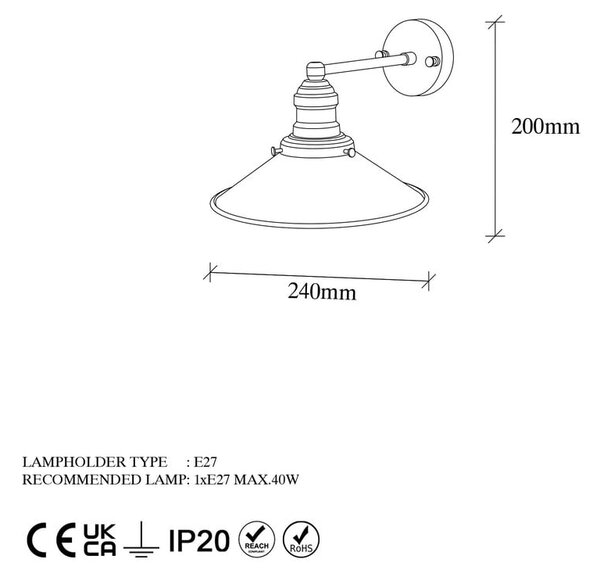 Lampada da parete color oro ø 24 cm Conical - Opviq lights