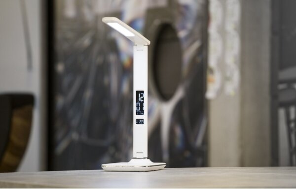Immax 08934L - Lampada LED da tavolo con display KINGFISHER LED/9W/230V bianco