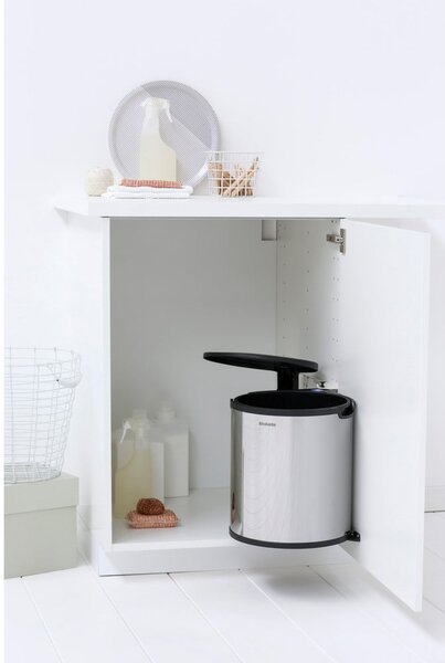 Cestino per la spazzatura in acciaio in argento lucido incorporabile 15 l – Brabantia