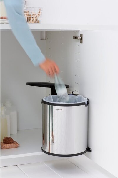 Cestino per la spazzatura in acciaio in argento lucido incorporabile 15 l – Brabantia