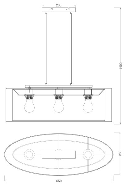 Globo 15190H2 - Lampadario a sospensione con filo THEO 3xE27/60W/230V