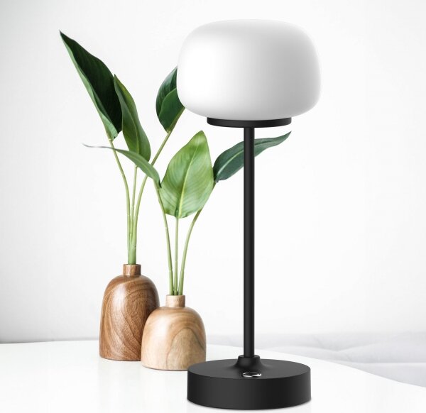 Lampada da tavolo LED dimmerabile con funzione Touch RIMINI LED/2W/5V USB 2000 mAh nero/bianco