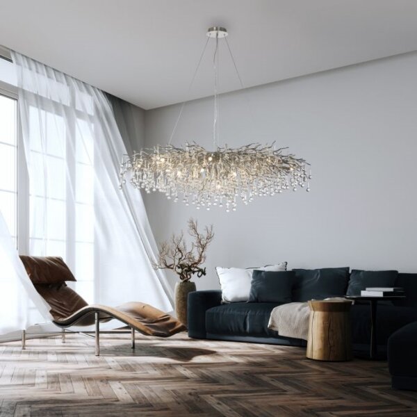 Paul Neuhaus 2031-55 - Lampadario a sospensione con filo ICICLE 15xG9/40W/230V 75x150 cm cromo