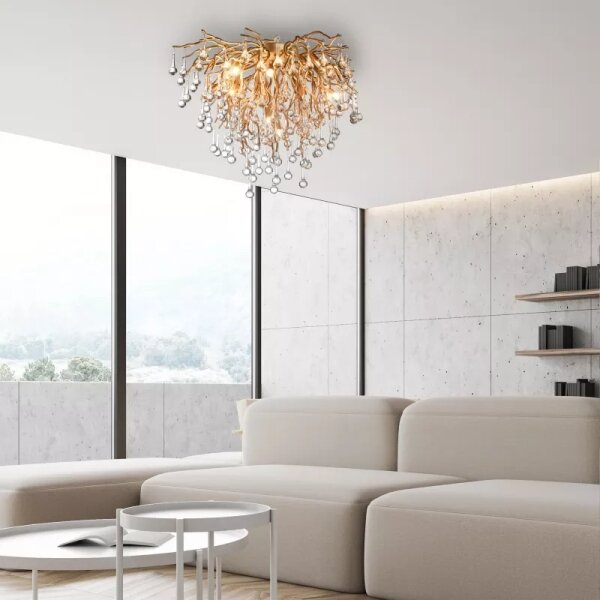 Paul Neuhaus 8091-11 - Lampadario a plafone ICICLE 9xG9/40W/230V diametro 50 cm ottone