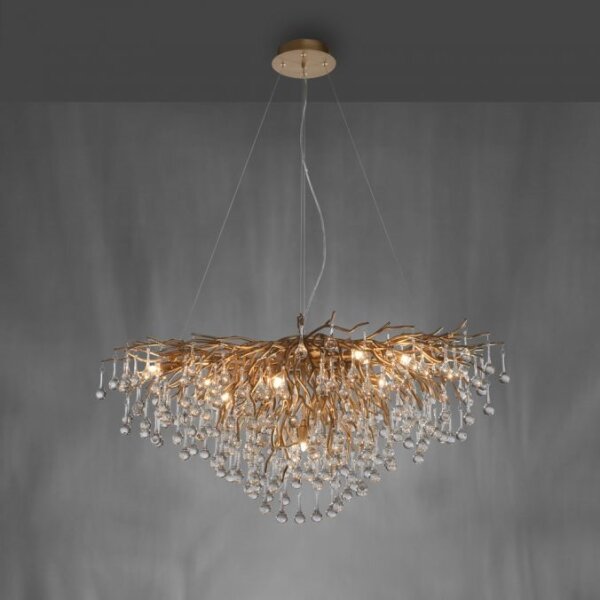 Paul Neuhaus 2192-11 - Lampadario a sospensione con filo ICICLE 10xG9/40W/230V 50x100 cm ottone