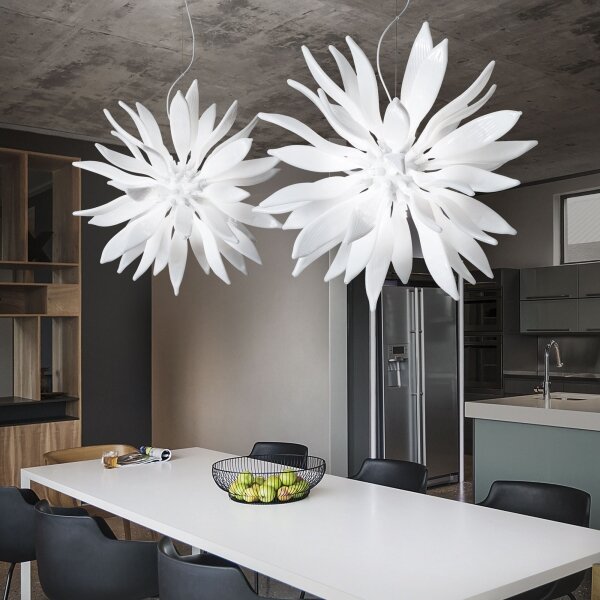 Ideal Lux - Lampadario LED a sospensione con filo LEAVES 8xG9/3W/230V diametro 63 cm bianco