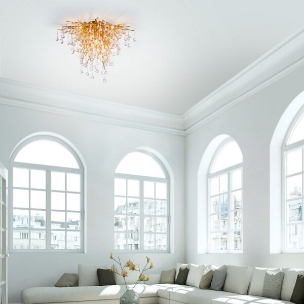 Paul Neuhaus 8091-11 - Lampadario a plafone ICICLE 9xG9/40W/230V diametro 50 cm ottone