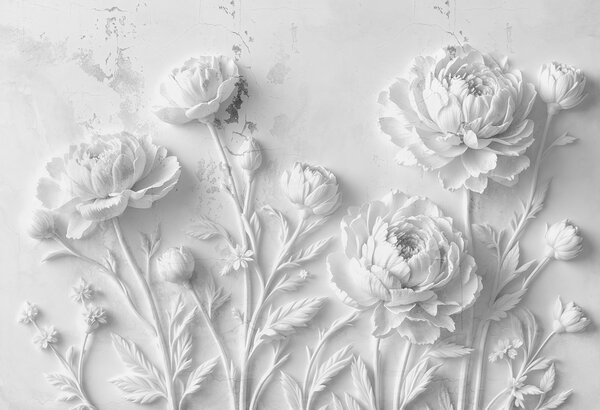 Carta da parati Fiori su sfondo di cemento stile grunge, Carta da parati 3D, w03553v2 : Uwalls.it