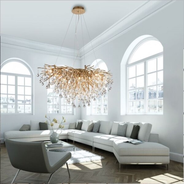 Paul Neuhaus 2192-11 - Lampadario a sospensione con filo ICICLE 10xG9/40W/230V 50x100 cm ottone