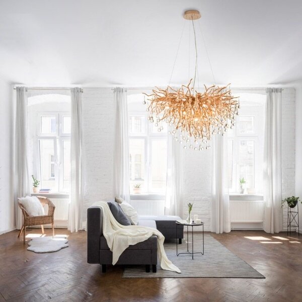 Paul Neuhaus 2192-11 - Lampadario a sospensione con filo ICICLE 10xG9/40W/230V 50x100 cm ottone