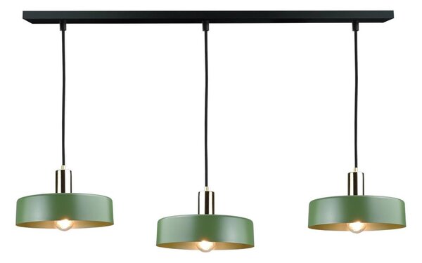 Lampadario a sospensione con filo HAKI 3xE27/60W/230V verde/nero/cromo lucido