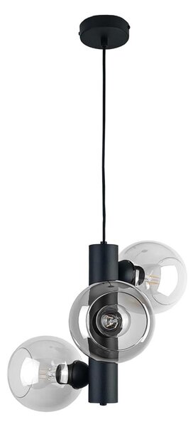 Lampadario a sospensione con filo TUBE 3xE27/60W/230V nero/limpido