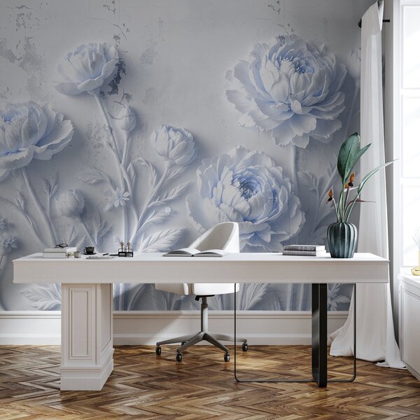 Carta da parati Fiori su sfondo di cemento stile grunge, Carta da parati 3D, Carta da parati Fiori 3D, w03553v1 : Uwalls.it