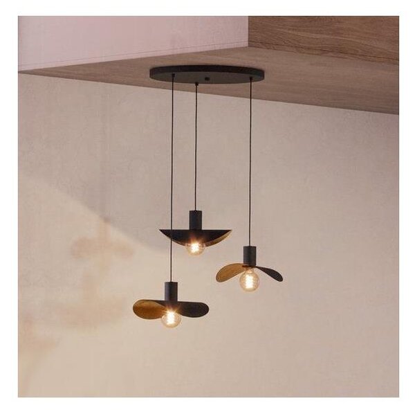 Eglo 390395 - Lampadario a sospensione con filo SACEDA 3xE27/40W/230V nero/oro