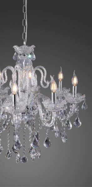 Paul Neuhaus 3081-00 - Lampadario di cristallo su catena GRACIA 8xE14/40W/230V argento