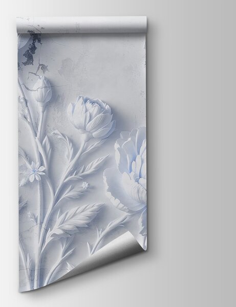 Carta da parati Fiori bianchi su una superficie bianca, Carta da parati 3d fiori, Carta da parati popolare, w03553v1 - Tapeko.it
