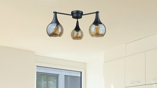 Lampadario a plafone STAR 3xE27/60W/230V nero/fumé beige