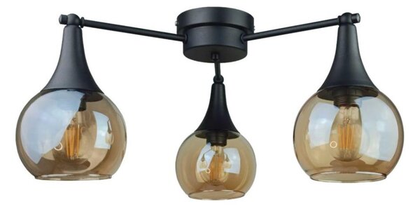 Lampadario a plafone STAR 3xE27/60W/230V nero/fumé beige