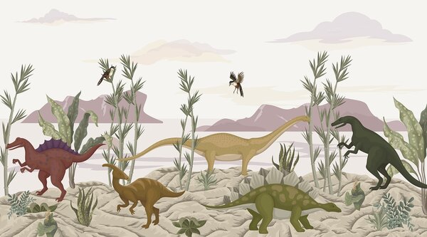 Carta da parati Dinosauri, Carta da parati per Bambini, Carta da parati i Dinosauri, w03562 : Uwalls.it