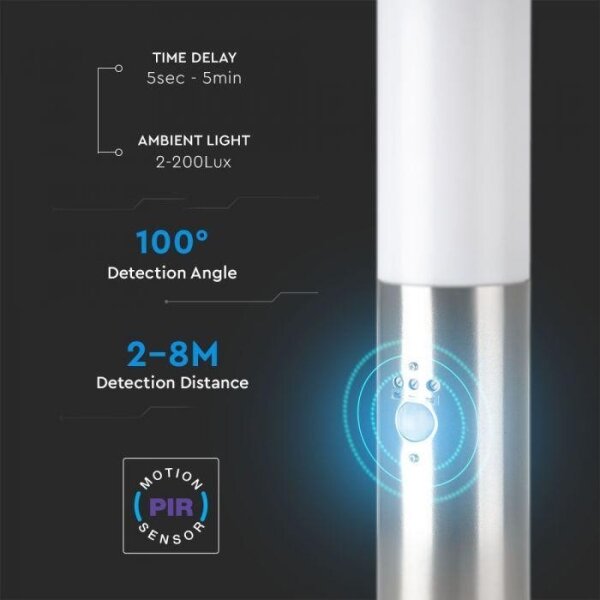 Lampada da esterno con sensore1xE27/60W/230V IP44 45cm cromo opaco