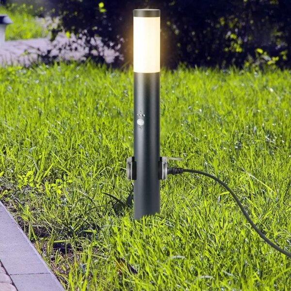 Lampada da esterno con sensore e 2 prese 1xE27/60W/230V IP44 60cm antracite
