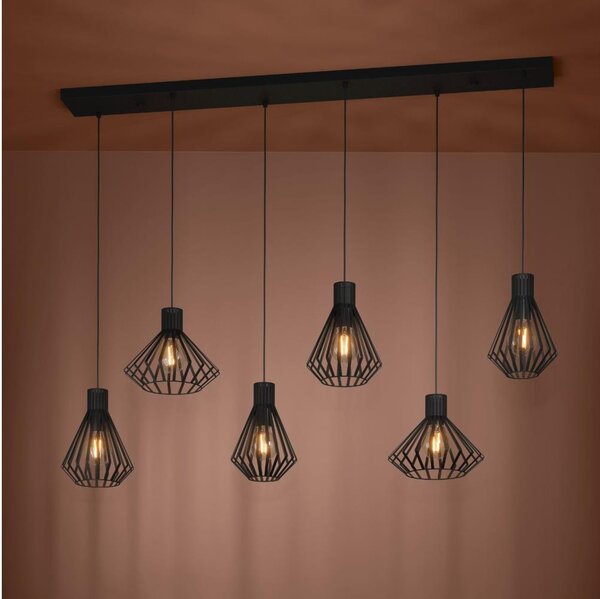 Eglo 390126 - Lampadario a sospensione con filo BASIDANO 6xE27/40W/230V nero