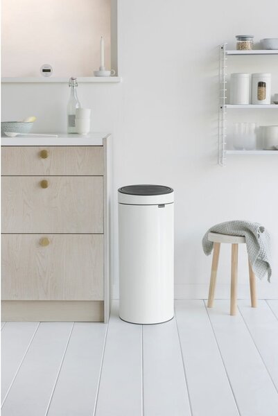 Bidone per rifiuti in acciaio bianco touch 30 l Touch Bin - Brabantia